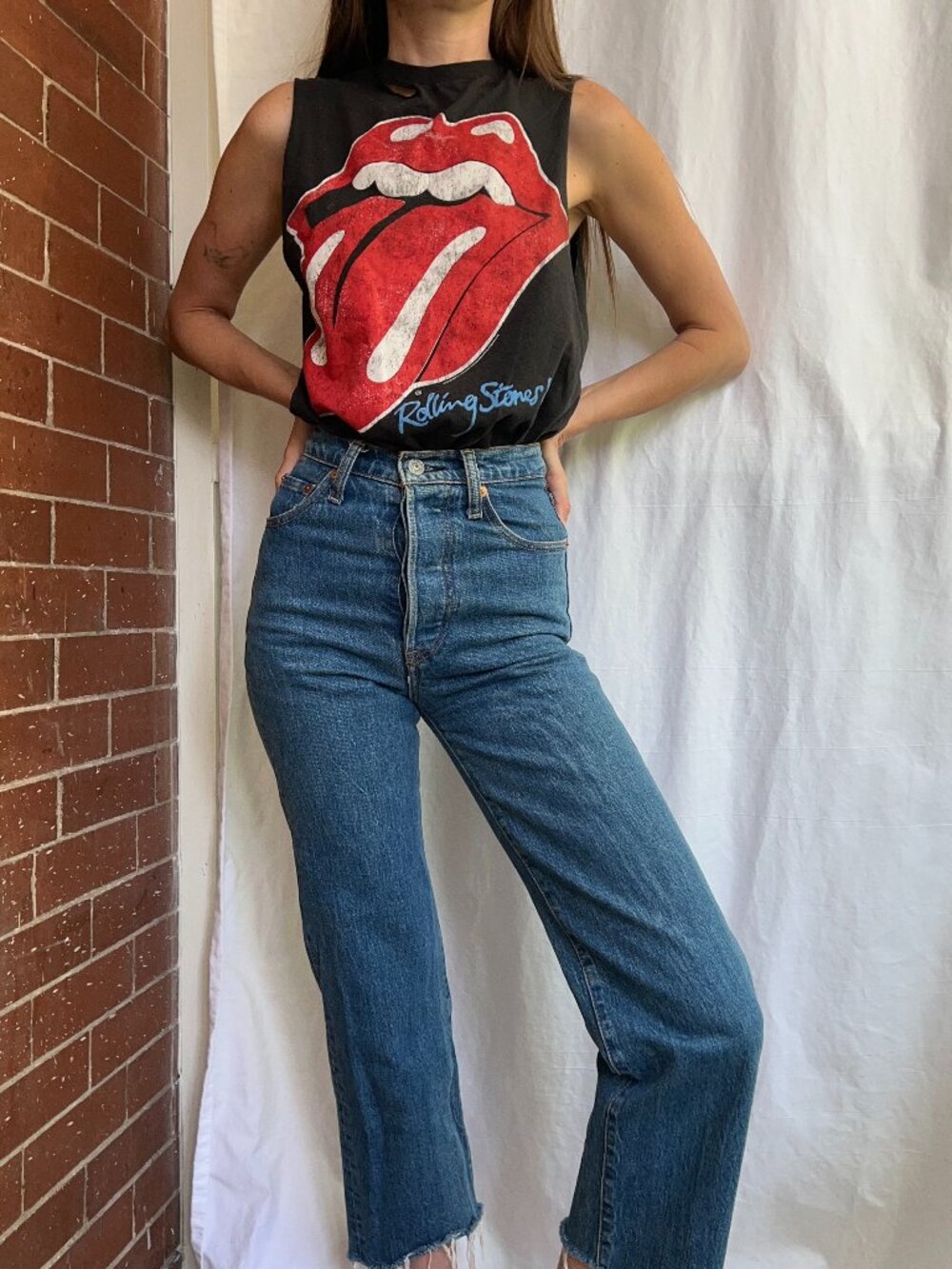 Sojara Rolling Stones '89 Sleeveless Graphic Band Tee Small